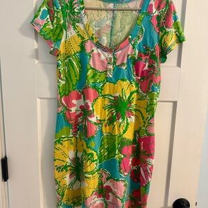 Lilly Pulitzer Floral Mini Dress - Green, Pink, Yellow